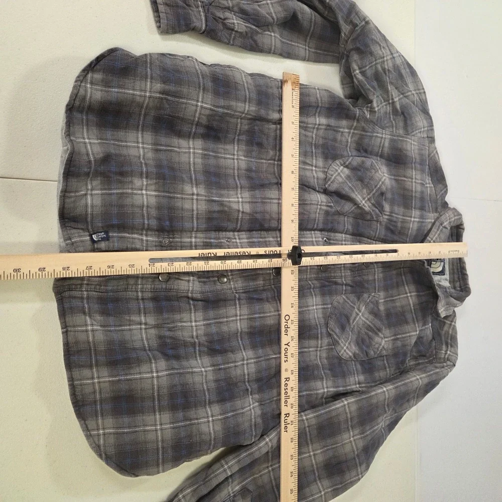 The North Face Mens Gray Plaid Quilted Lined Flannel Shirt Jacket Size M
